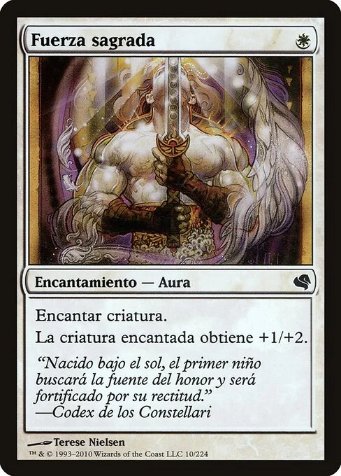 Holy Strength, carta Magic di tipo Enchantment — Aura illustrata da Terese Nielsen