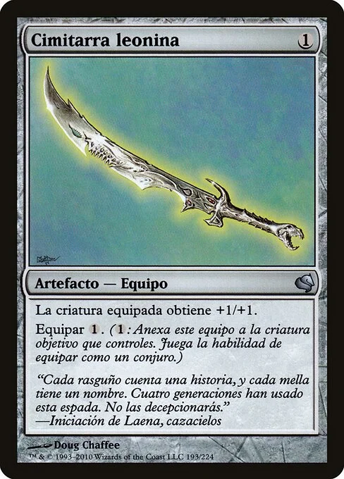 Leonin Scimitar, carta Magic di tipo Artifact — Equipment illustrata da Doug Chaffee