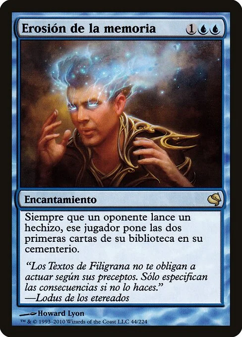 Memory Erosion, carta Magic di tipo Enchantment illustrata da Howard Lyon