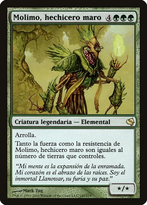 Molimo, Maro-Sorcerer, carta Magic di tipo Legendary Creature — Elemental Sorcerer illustrata da Mark Zug