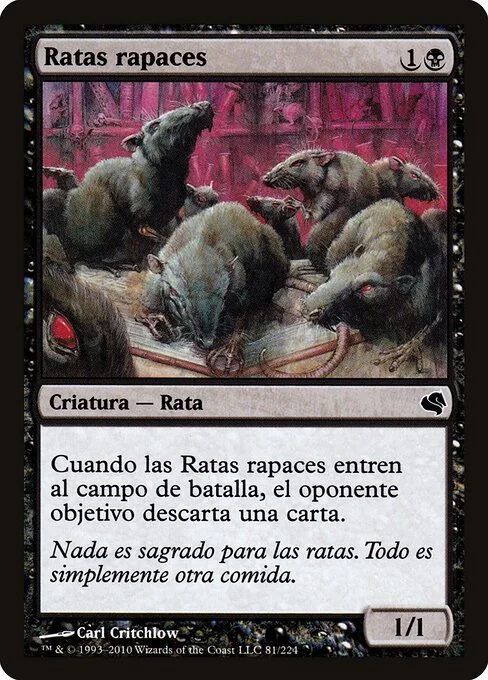 Ravenous Rats, carta Magic di tipo Creature — Rat illustrata da Carl Critchlow