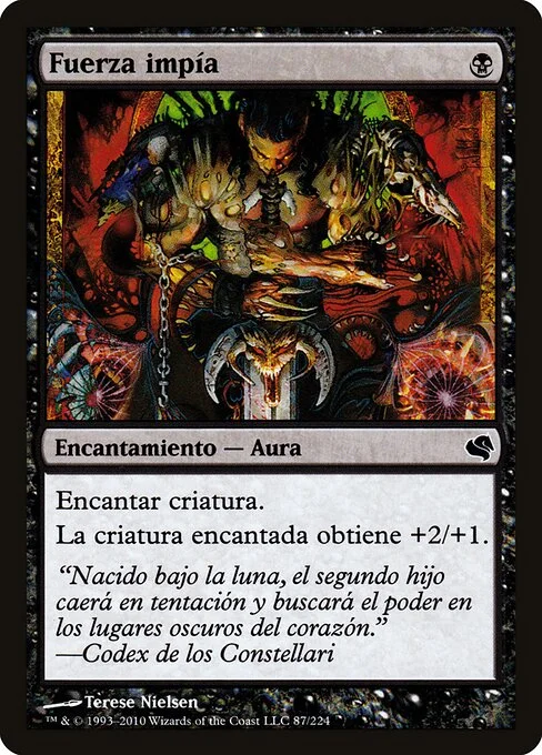 Unholy Strength, carta Magic di tipo Enchantment — Aura illustrata da Terese Nielsen