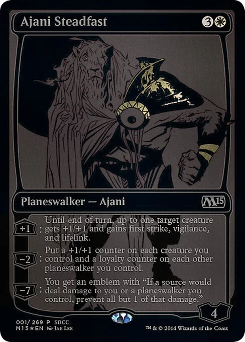 Ajani Steadfast, carta Magic di tipo Legendary Planeswalker — Ajani illustrata da Jae Lee
