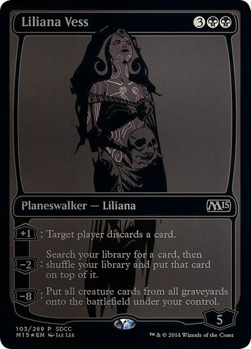Liliana Vess, carta Magic di tipo Legendary Planeswalker — Liliana illustrata da Jae Lee