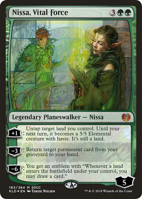 Nissa, Vital Force, carta Magic di tipo Legendary Planeswalker — Nissa illustrata da Terese Nielsen
