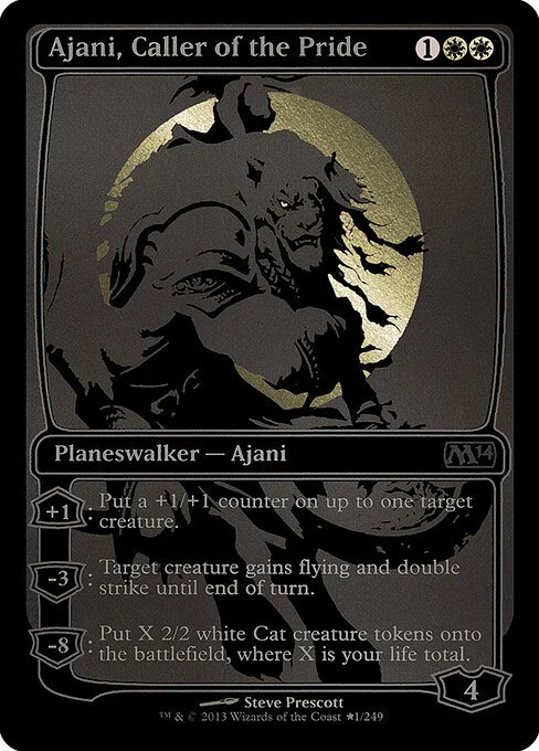 Ajani, Caller of the Pride, carta Magic di tipo Legendary Planeswalker — Ajani illustrata da Steve Prescott