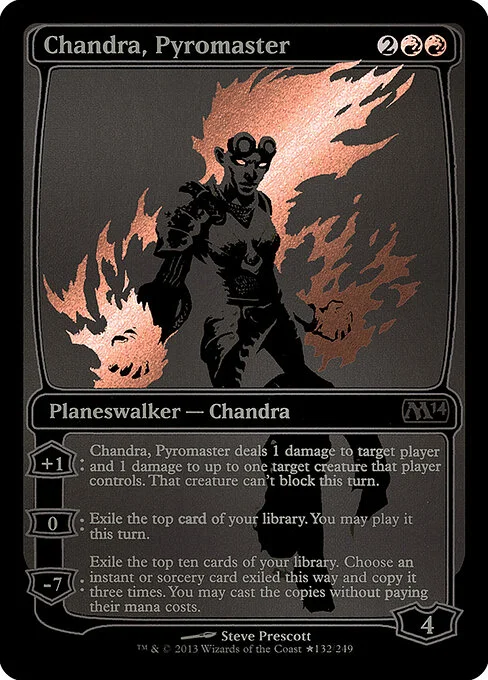 Chandra, Pyromaster, carta Magic di tipo Legendary Planeswalker — Chandra illustrata da Steve Prescott