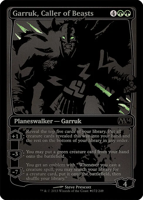 Garruk, Caller of Beasts, carta Magic di tipo Legendary Planeswalker — Garruk illustrata da Steve Prescott