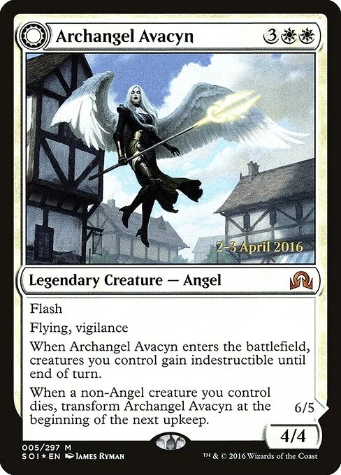 Archangel Avacyn // Avacyn, the Purifier, carta Magic di tipo Legendary Creature — Angel // Legendary Creature — Angel illustrata da James Ryman