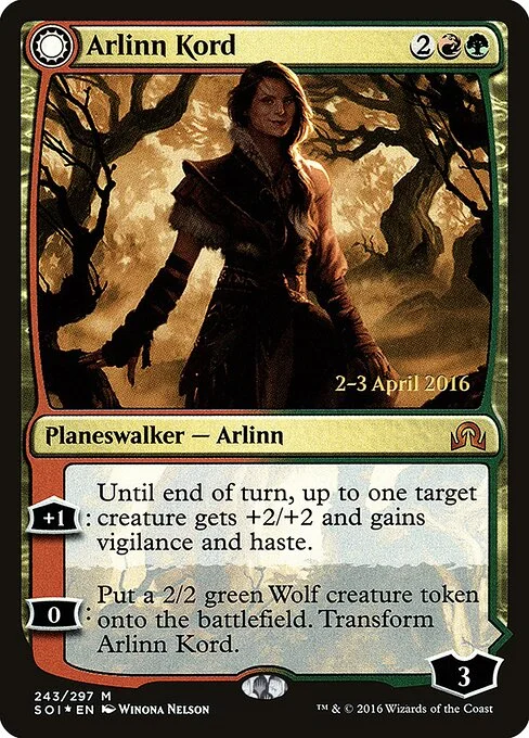 Arlinn Kord // Arlinn, Embraced by the Moon, carta Magic di tipo Legendary Planeswalker — Arlinn // Legendary Planeswalker — Arlinn illustrata da Winona Nelson