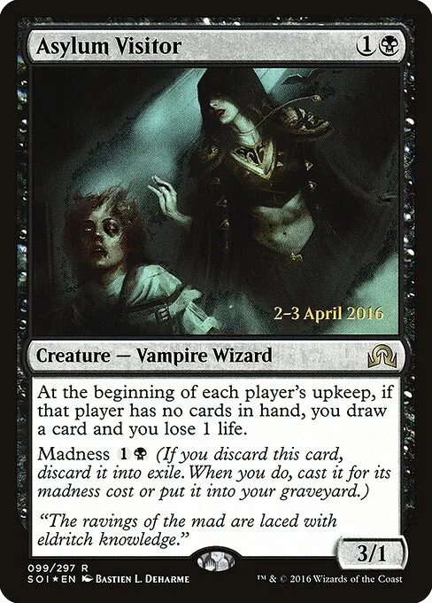 Asylum Visitor, carta Magic di tipo Creature — Vampire Wizard illustrata da Bastien L. Deharme
