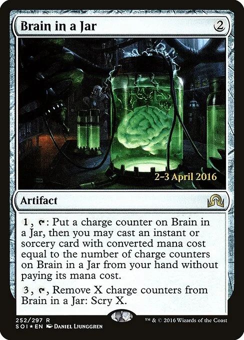 Brain in a Jar, carta Magic di tipo Artifact illustrata da Daniel Ljunggren
