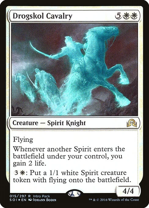 Drogskol Cavalry, carta Magic di tipo Creature — Spirit Knight illustrata da Johann Bodin