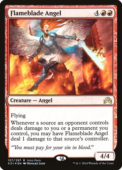 Flameblade Angel, carta Magic di tipo Creature — Angel illustrata da Howard Lyon