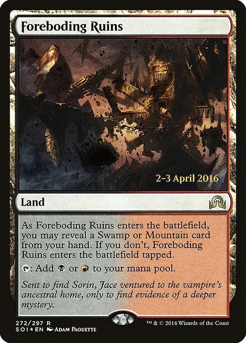 Foreboding Ruins, carta Magic di tipo Land illustrata da Adam Paquette
