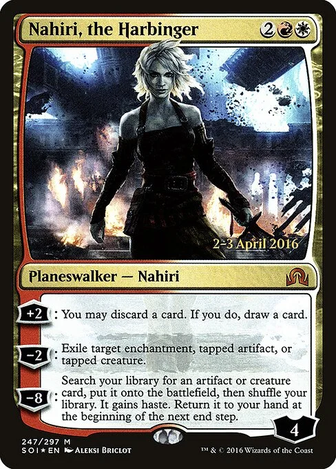 Nahiri, the Harbinger, carta Magic di tipo Legendary Planeswalker — Nahiri illustrata da Aleksi Briclot