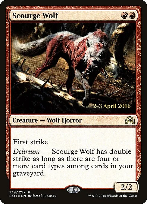 Scourge Wolf, carta Magic di tipo Creature — Wolf Horror illustrata da Jama Jurabaev