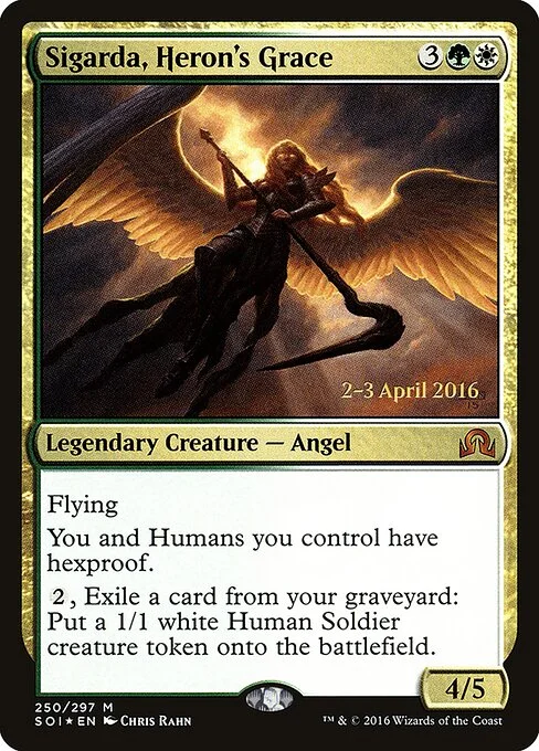 Sigarda, Heron's Grace, carta Magic di tipo Legendary Creature — Angel illustrata da Chris Rahn