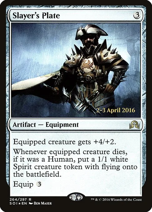 Slayer's Plate, carta Magic di tipo Artifact — Equipment illustrata da Ben Maier