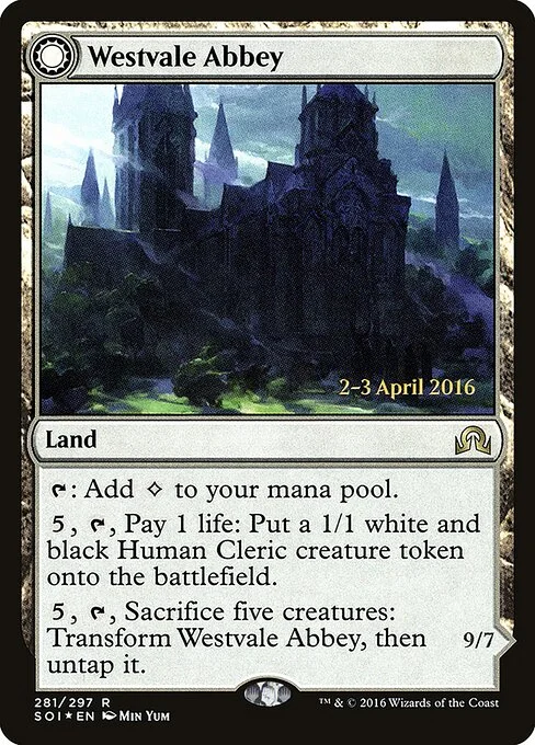 Westvale Abbey // Ormendahl, Profane Prince, carta Magic di tipo Land // Legendary Creature — Demon illustrata da Min Yum