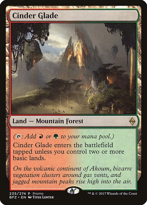Cinder Glade, carta Magic di tipo Land — Mountain Forest illustrata da Titus Lunter