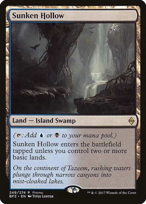 Sunken Hollow, carta Magic di tipo Land — Island Swamp illustrata da Titus Lunter