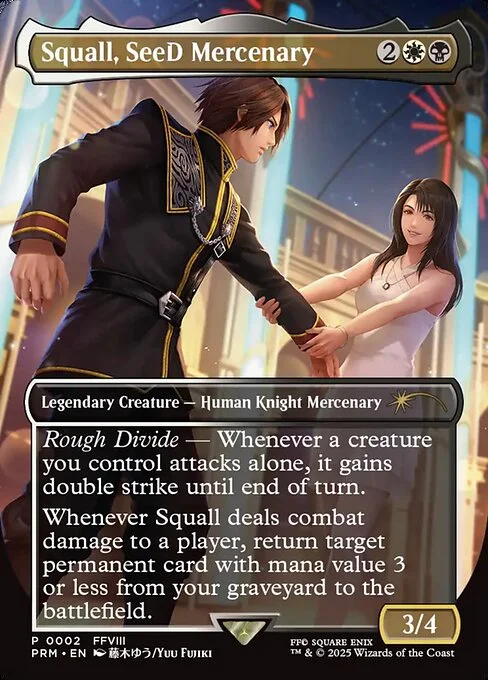 Squall, SeeD Mercenary, carta Magic di tipo Legendary Creature — Human Knight Mercenary illustrata da Yuu Fujiki