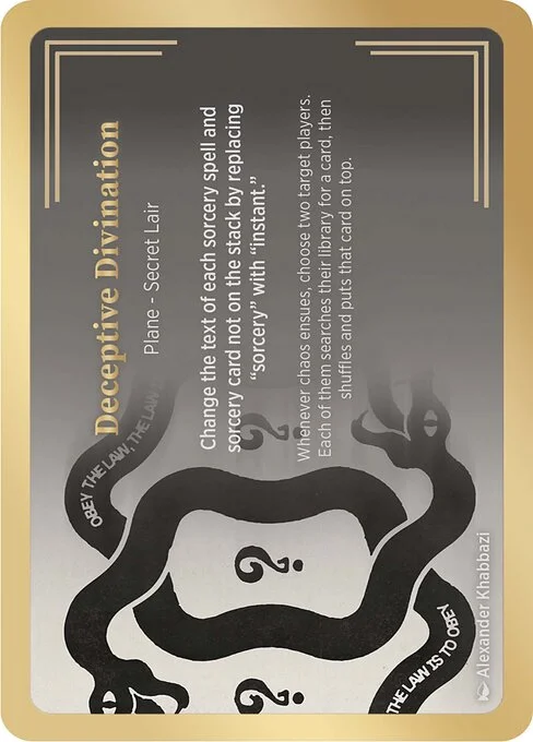 Deceptive Divination, carta Magic di tipo Plane — Secret Lair illustrata da Alexander Khabbazi