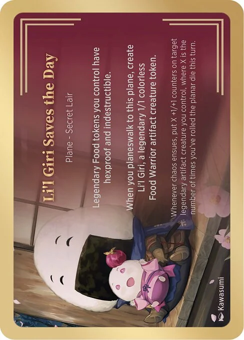 Li'l Giri Saves the Day, carta Magic di tipo Plane — Secret Lair illustrata da Kawasumi
