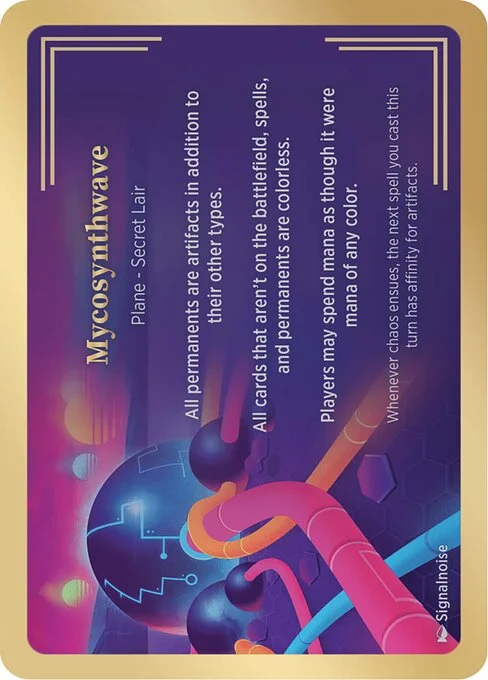 Mycosynthwave, carta Magic di tipo Plane — Secret Lair illustrata da Signalnoise