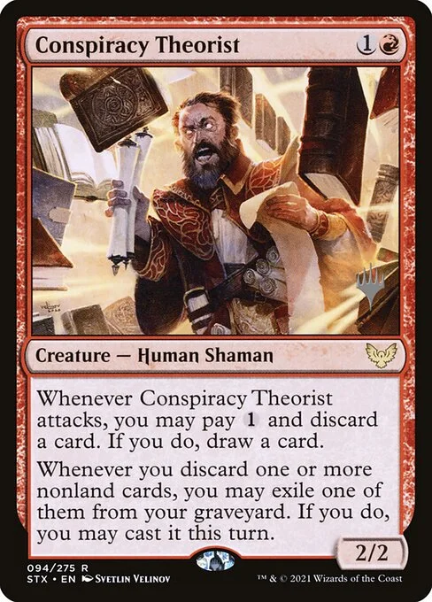 Conspiracy Theorist, carta Magic di tipo Creature — Human Shaman illustrata da Svetlin Velinov