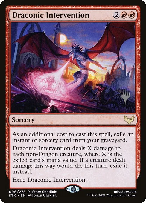 Draconic Intervention, carta Magic di tipo Sorcery illustrata da Johan Grenier