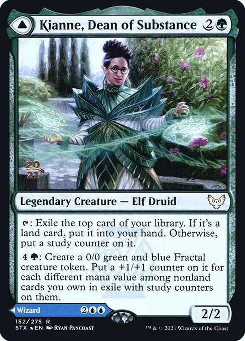 Kianne, Dean of Substance // Imbraham, Dean of Theory, carta Magic di tipo Legendary Creature — Elf Druid // Legendary Creature — Bird Wizard illustrata da Ryan Pancoast