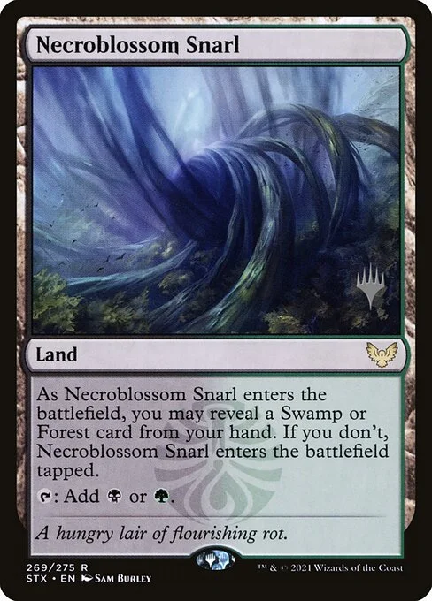 Necroblossom Snarl, carta Magic di tipo Land illustrata da Sam Burley