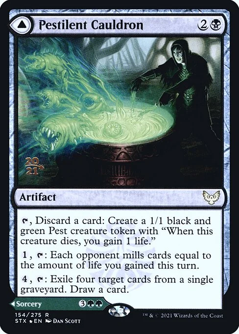 Pestilent Cauldron // Restorative Burst, carta Magic di tipo Artifact // Sorcery illustrata da Dan Murayama Scott