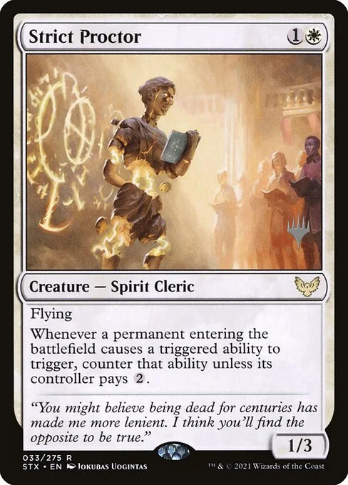 Strict Proctor, carta Magic di tipo Creature — Spirit Cleric illustrata da Jokubas Uogintas