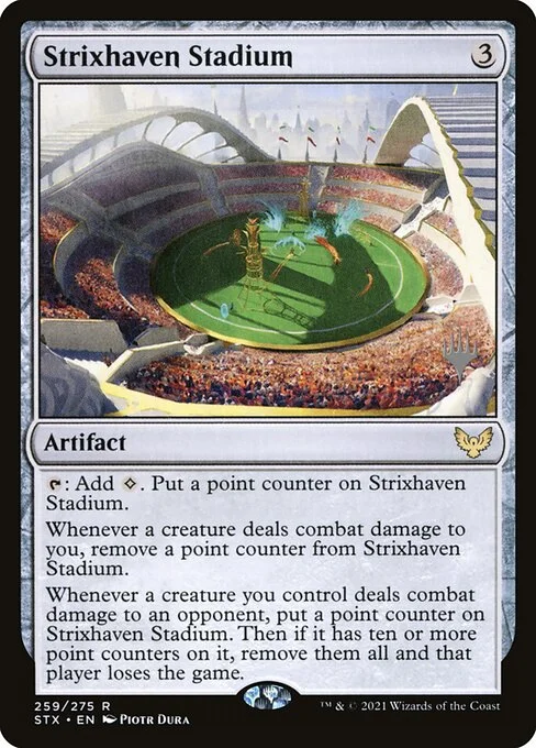 Strixhaven Stadium, carta Magic di tipo Artifact illustrata da Piotr Dura