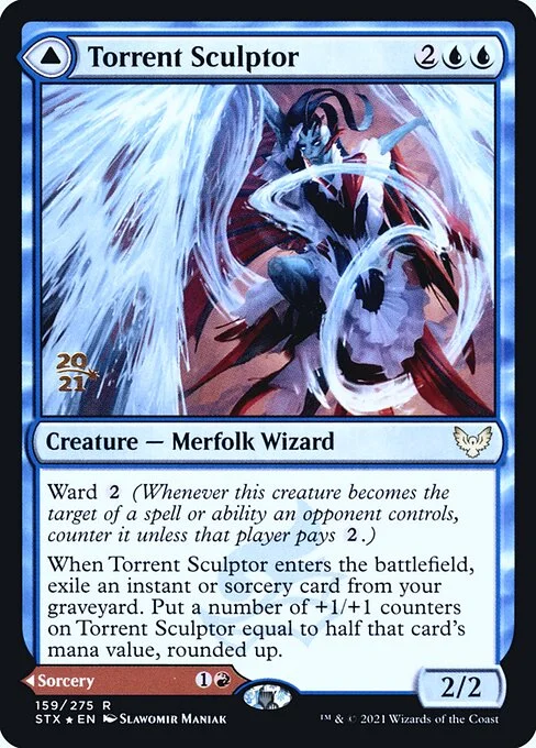 Torrent Sculptor // Flamethrower Sonata, carta Magic di tipo Creature — Merfolk Wizard // Sorcery illustrata da Slawomir Maniak