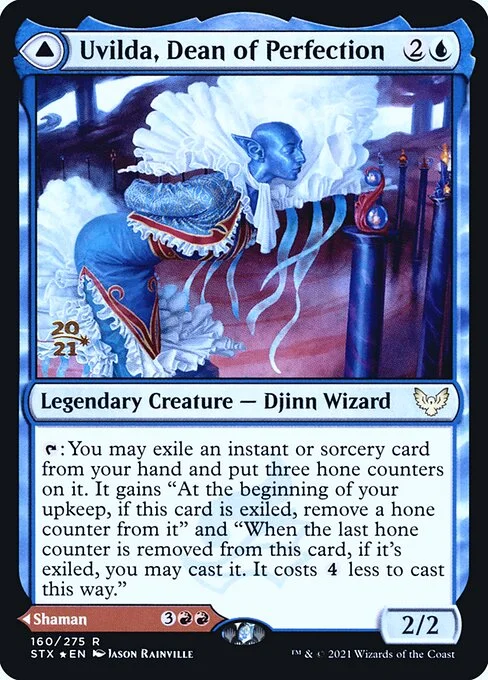 Uvilda, Dean of Perfection // Nassari, Dean of Expression, carta Magic di tipo Legendary Creature — Djinn Wizard // Legendary Creature — Efreet Shaman illustrata da Jason Rainville