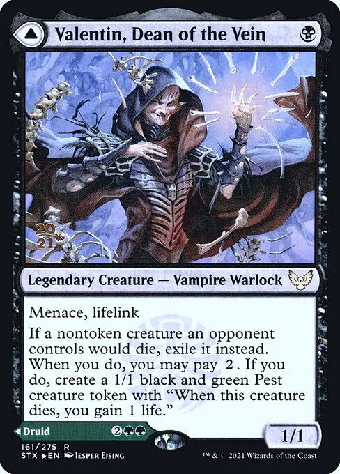 Valentin, Dean of the Vein // Lisette, Dean of the Root, carta Magic di tipo Legendary Creature — Vampire Warlock // Legendary Creature — Human Druid illustrata da Jesper Ejsing