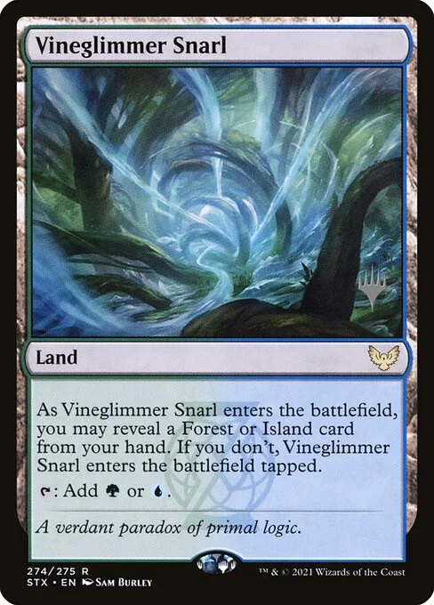 Vineglimmer Snarl, carta Magic di tipo Land illustrata da Sam Burley