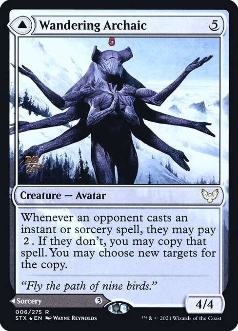 Wandering Archaic // Explore the Vastlands, carta Magic di tipo Creature — Avatar // Sorcery illustrata da Wayne Reynolds