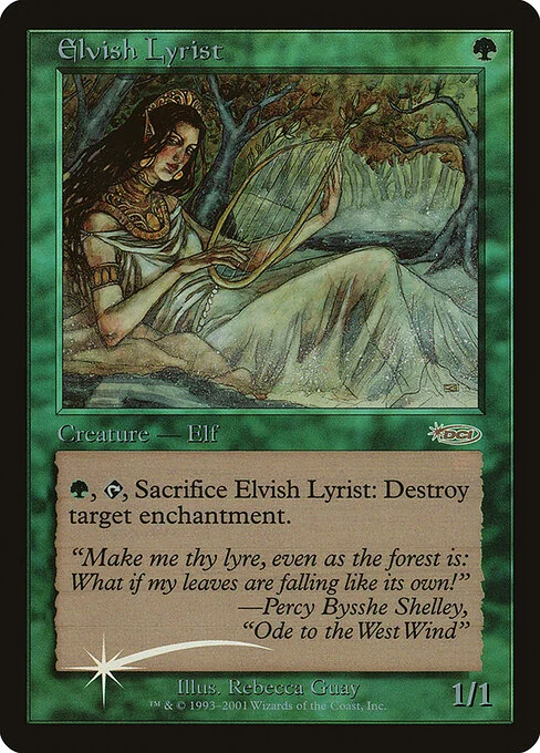 Elvish Lyrist, carta Magic di tipo Creature — Elf illustrata da Rebecca Guay