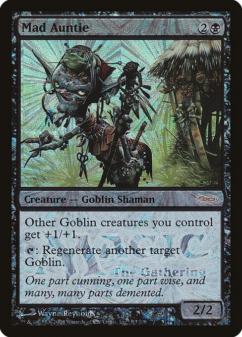 Mad Auntie, carta Magic di tipo Creature — Goblin Shaman illustrata da Wayne Reynolds