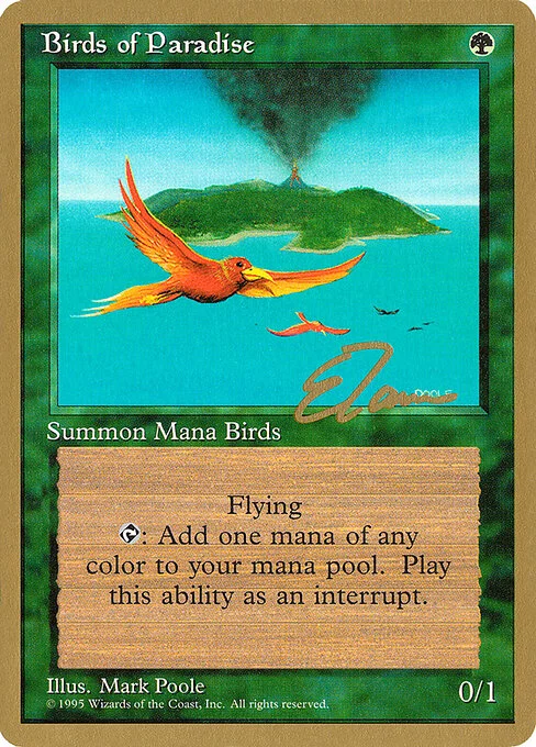 Birds of Paradise, carta Magic di tipo Creature — Bird illustrata da Mark Poole