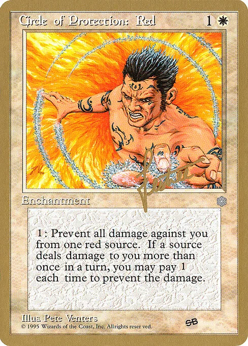 Circle of Protection: Red, carta Magic di tipo Enchantment illustrata da Pete Venters