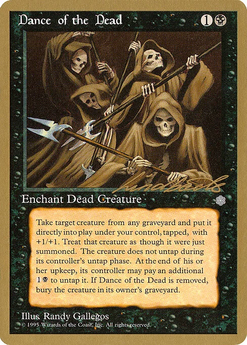 Dance of the Dead, carta Magic di tipo Enchantment — Aura illustrata da Randy Gallegos