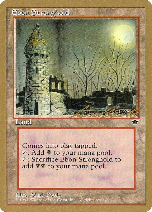 Ebon Stronghold, carta Magic di tipo Land illustrata da Mark Poole