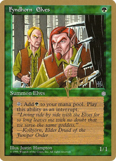 Fyndhorn Elves, carta Magic di tipo Creature — Elf Druid illustrata da Justin Hampton