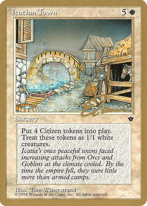 Icatian Town, carta Magic di tipo Sorcery illustrata da Tom Wänerstrand